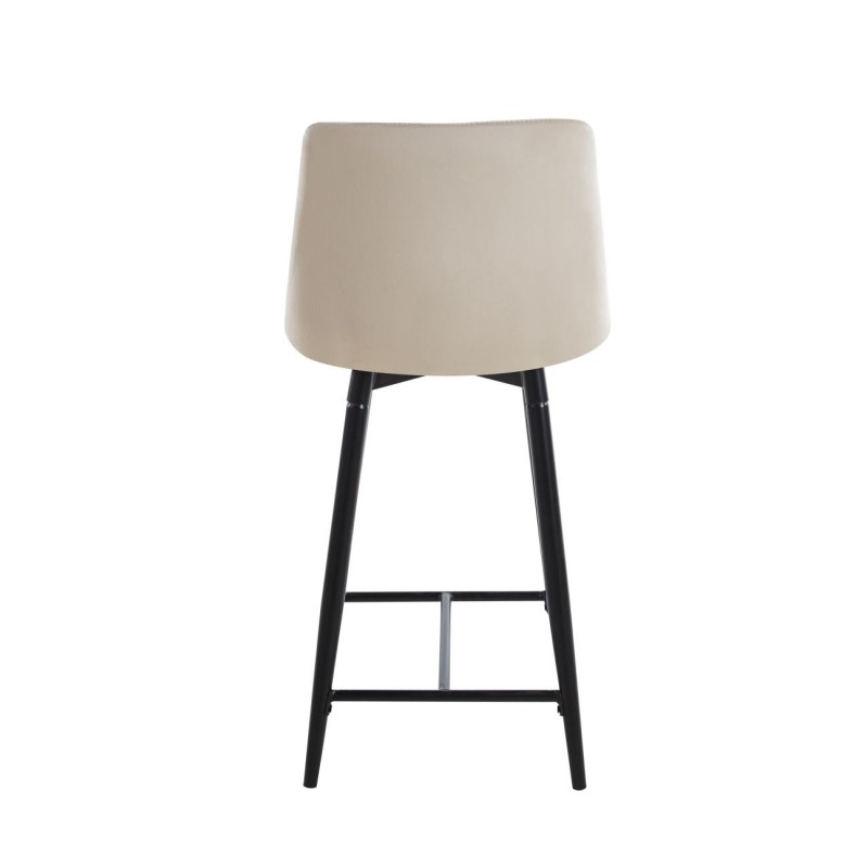 Beige velvet bar stool (black frame)
