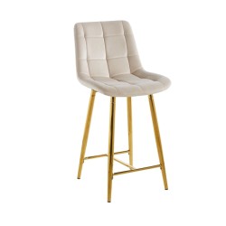 Beige velvet bar stool (gold frame)