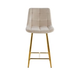 Barhocker Samt Beige (goldenes Gestell)