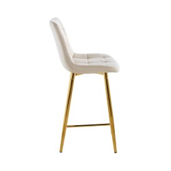 Barhocker Samt Beige (goldenes Gestell)