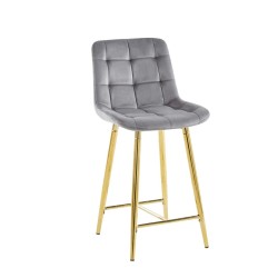 Gray velvet bar stool (gold frame)