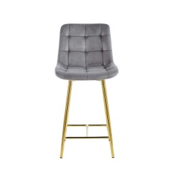 Gray velvet bar stool (gold frame)