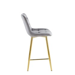 Gray velvet bar stool (gold frame)