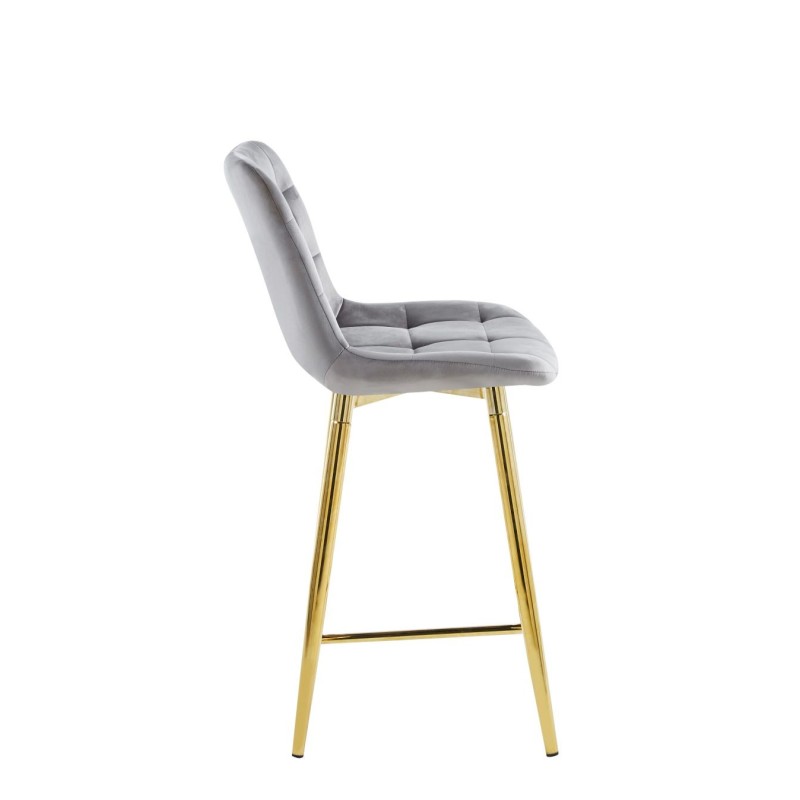 Gray velvet bar stool (gold frame)