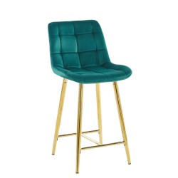 Green velvet bar stool (gold frame)