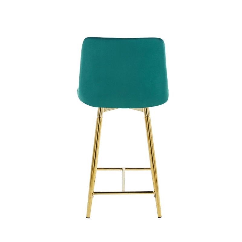 Green velvet bar stool (gold frame)