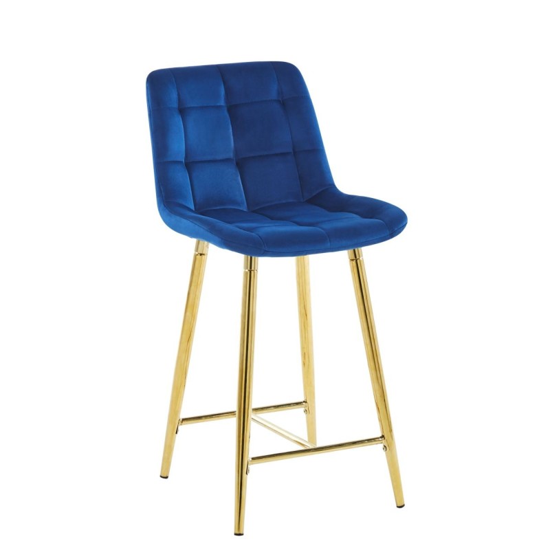 Blue velvet bar stool (gold frame)