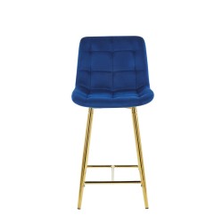 Hocker Samt blau (goldenes Gestell)