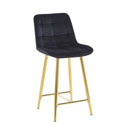 Black velvet bar stool (golden frame)