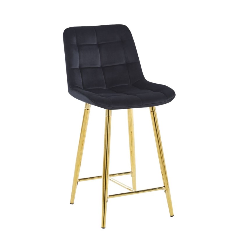 Black velvet bar stool (golden frame)