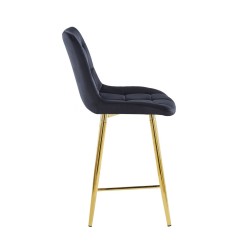 Black velvet bar stool (golden frame)