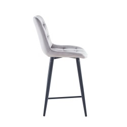 Gray velvet barstool (black frame)