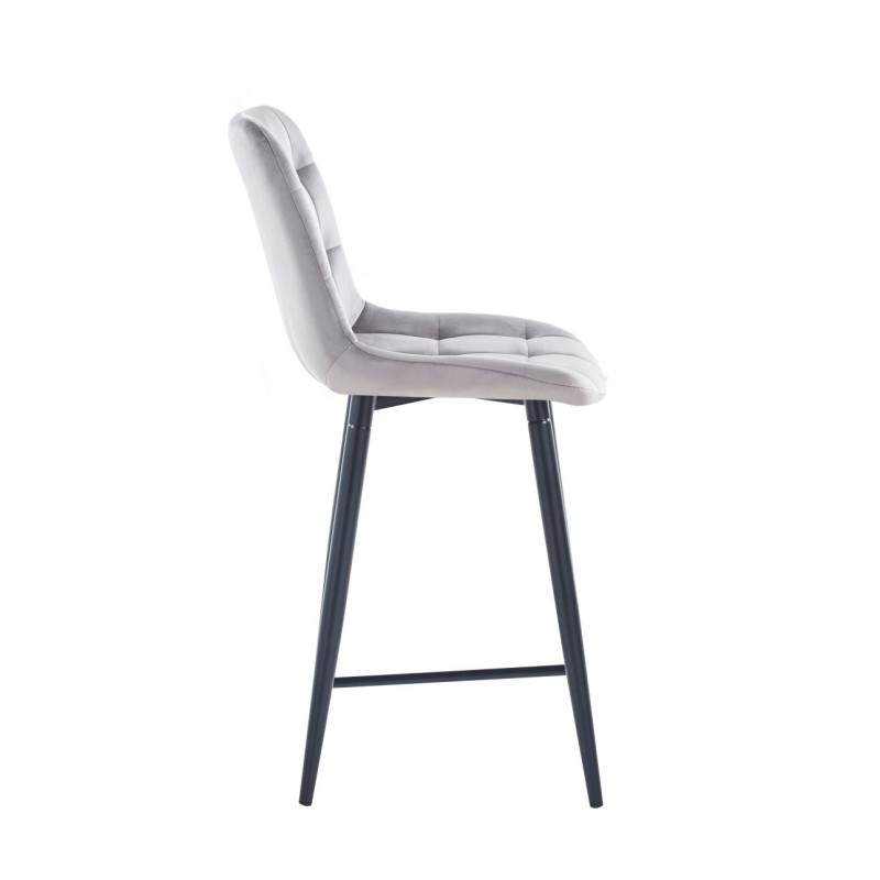 Gray velvet barstool (black frame)