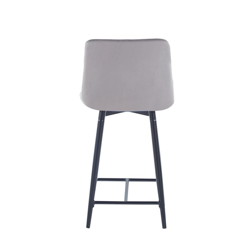 Gray velvet barstool (black frame)
