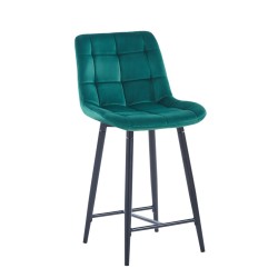Green velvet bar stool (black frame)