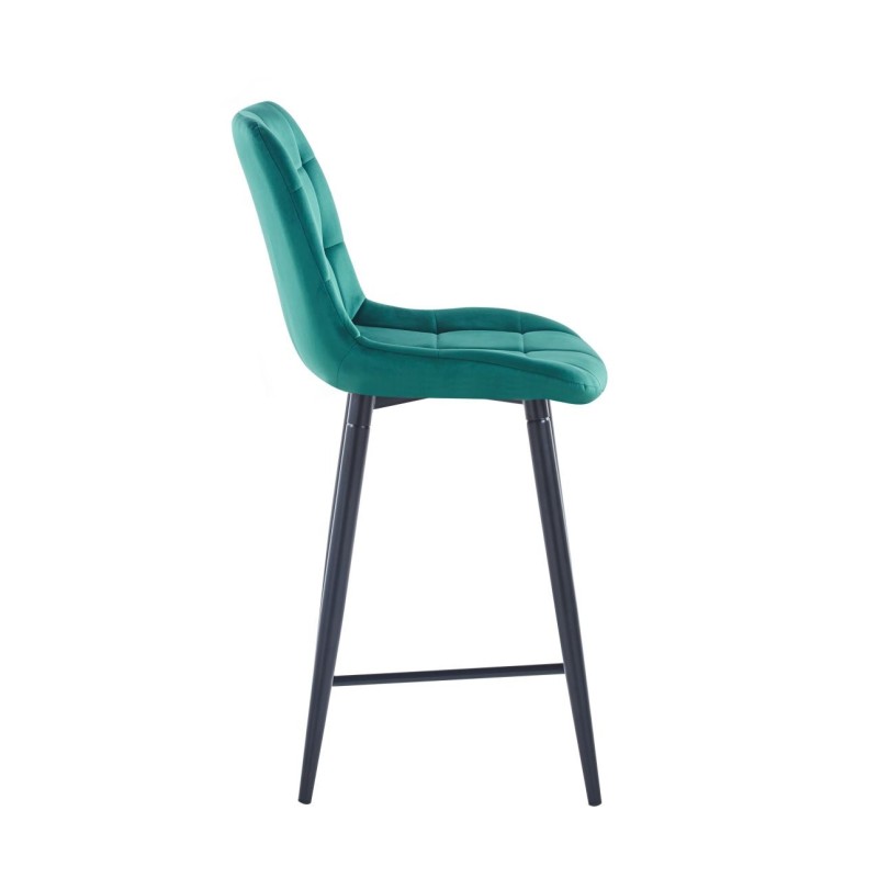 Green velvet bar stool (black frame)