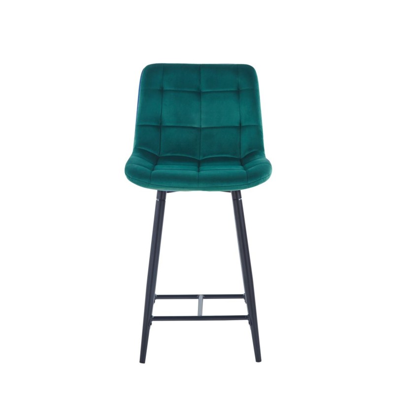 Green velvet bar stool (black frame)