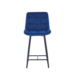 Blue velvet bar stool (black frame)