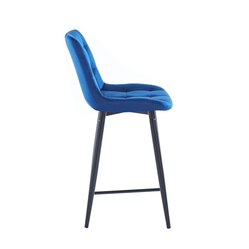 Blue velvet bar stool (black frame)