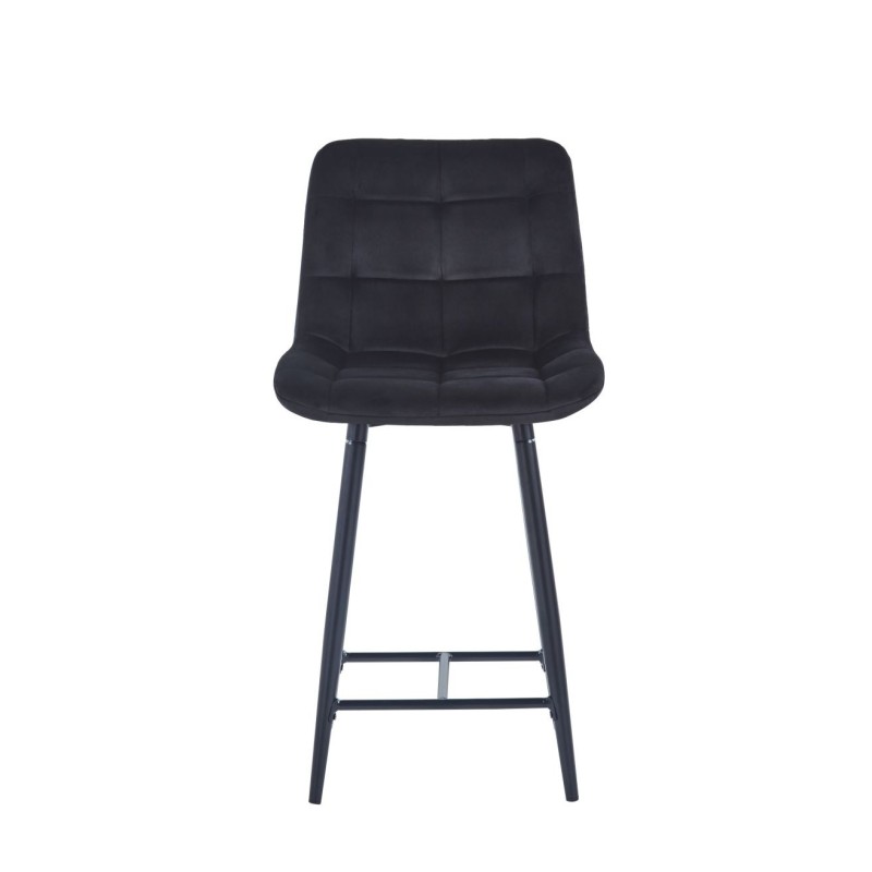 Black velvet bar stool (black frame)