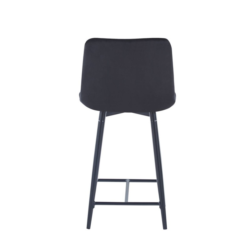 Black velvet bar stool (black frame)