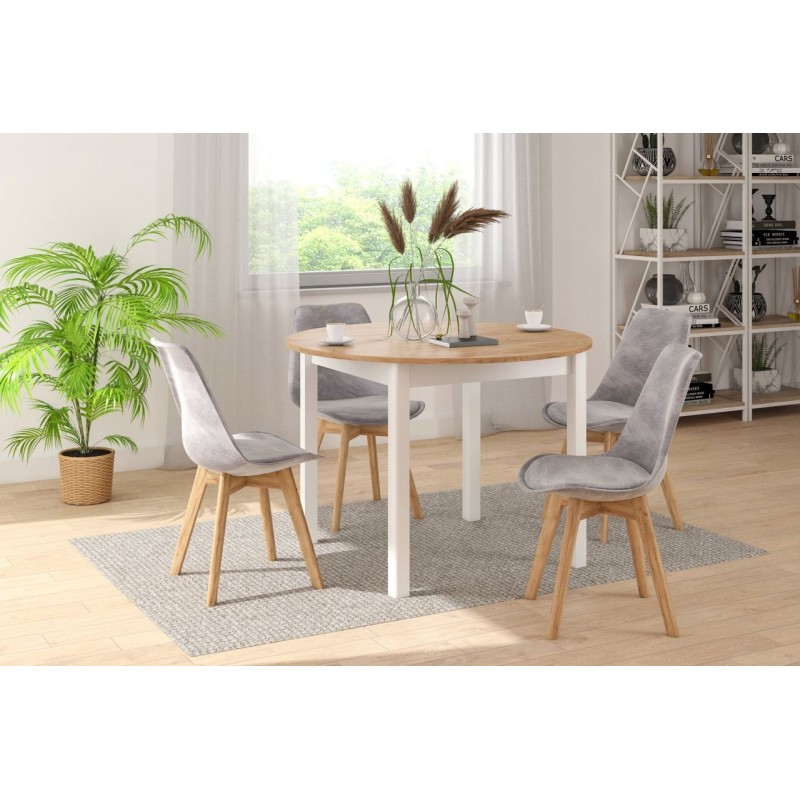 Extendable table (golden oak craft/white) 100(140)x100
