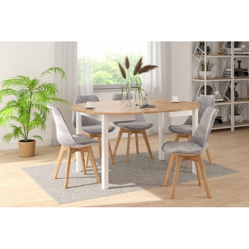 Extendable table (golden oak craft/white) 100(140)x100