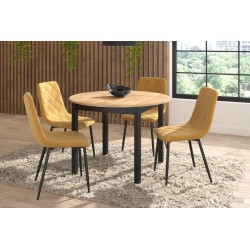 Extendable table (golden oak craft/black) 100(140)x100