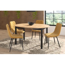 Ausziehbarer Tisch (Eiche Gold Craft/Schwarz) 100(140)x100