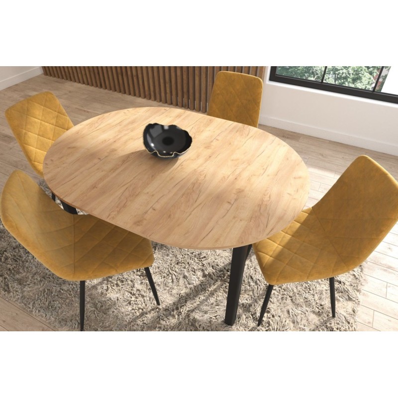 Mesa extensible (roble dorado craft/negro) 100(140)x100