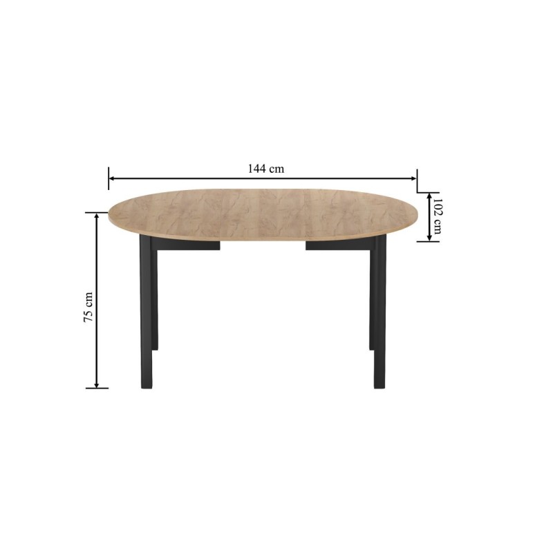 Extendable table (golden oak craft/black) 100(140)x100