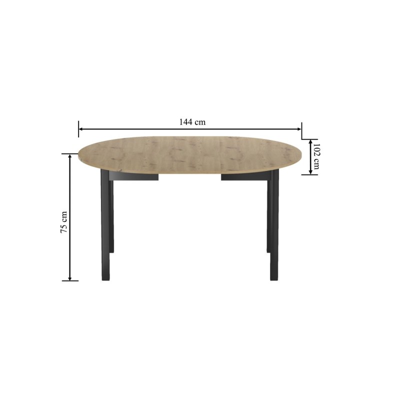 Extendable table (artisan oak/black) 100(140)x100