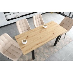 Ausziehbarer Tisch (Eiche Artisan + Schwarz) 120(160)x70