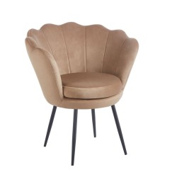 Velvet-Sessel (Cappuccino) /schwarze Beine/