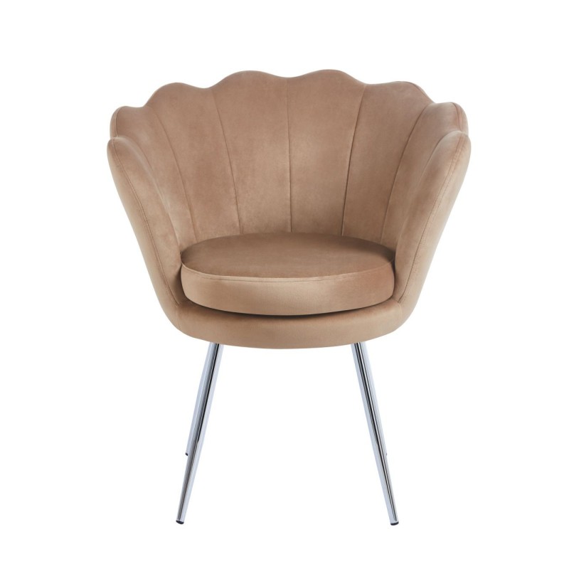 Velvet armchair (cappuccino) /silver legs/