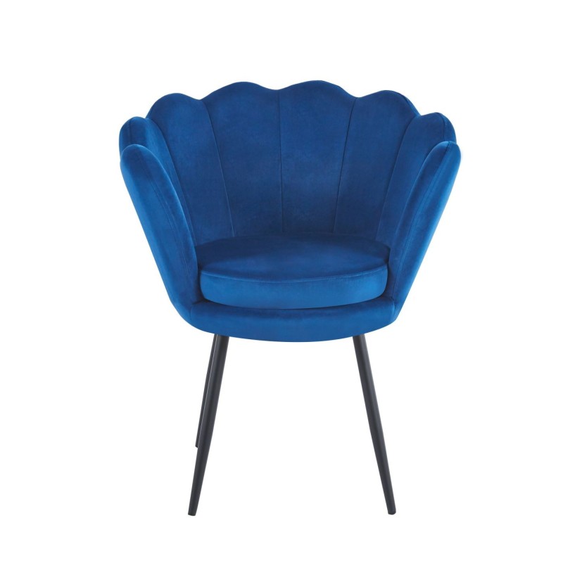 Sillón de terciopelo (azul) /patas negras/