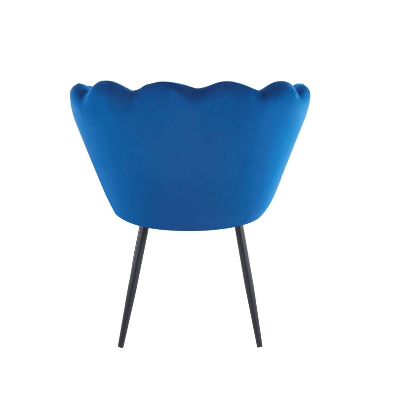 Samtstuhl (blau) /schwarze Beine/