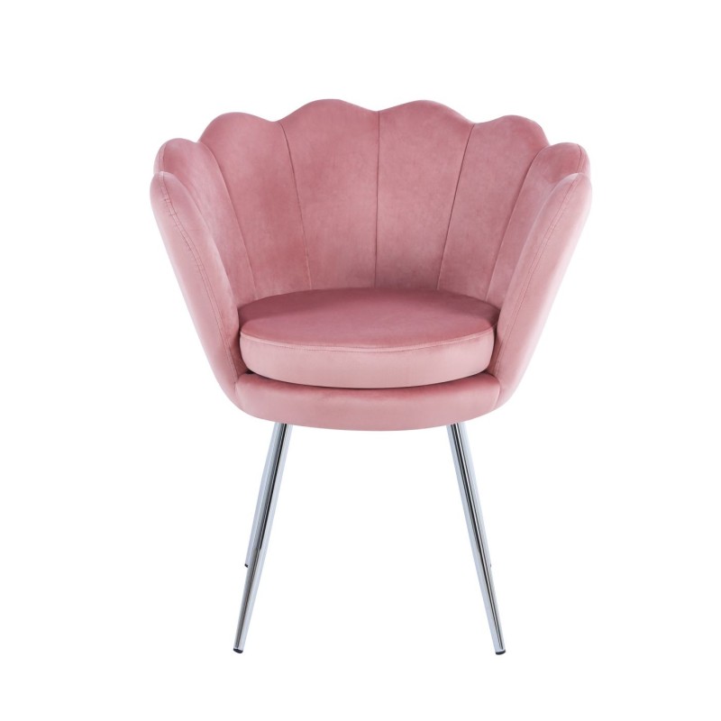 Veloursessel (rosa) /silberne Beine/