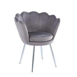 Velvet armchair (gray) /silver legs/