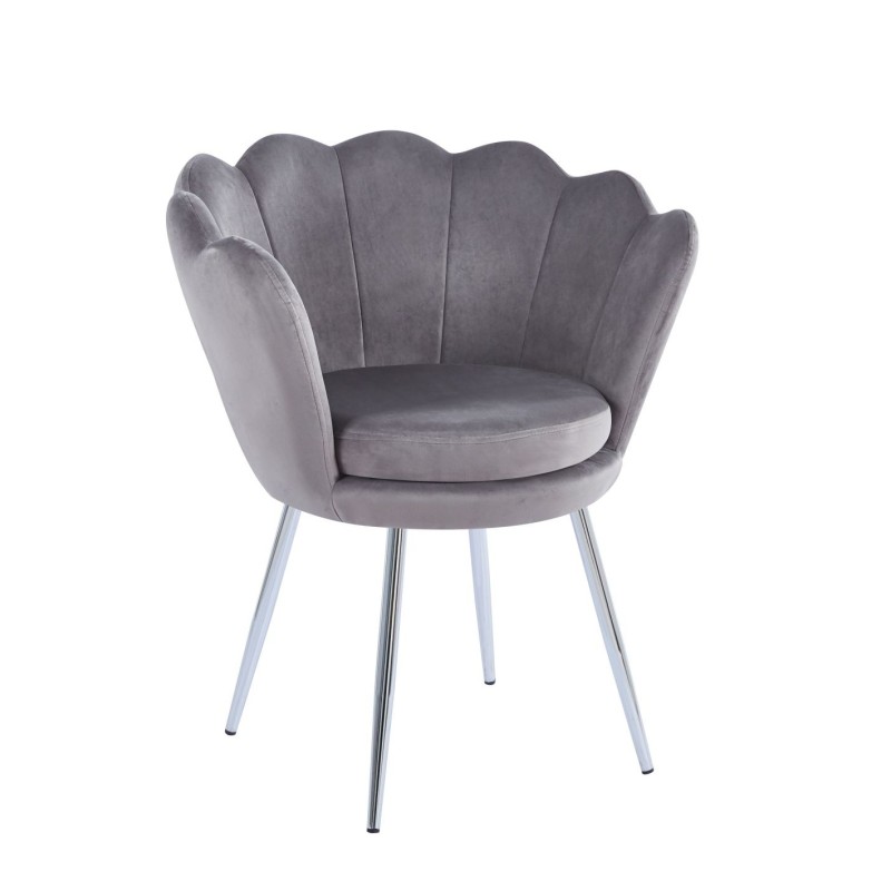 Velvet armchair (gray) /silver legs/