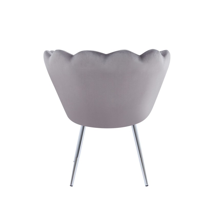 Sillón de terciopelo (gris) / patas plateadas /