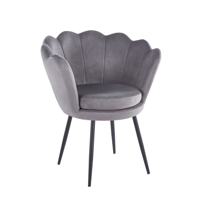 Velvet armchair (gray) /black legs/