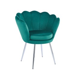 Velvet armchair (green) /silver legs/