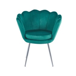 Velvet armchair (green) /silver legs/