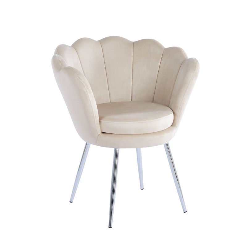 Velvet-Sessel (beige) /silberne Beine/