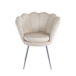 Velvet armchair (beige) /silver legs/