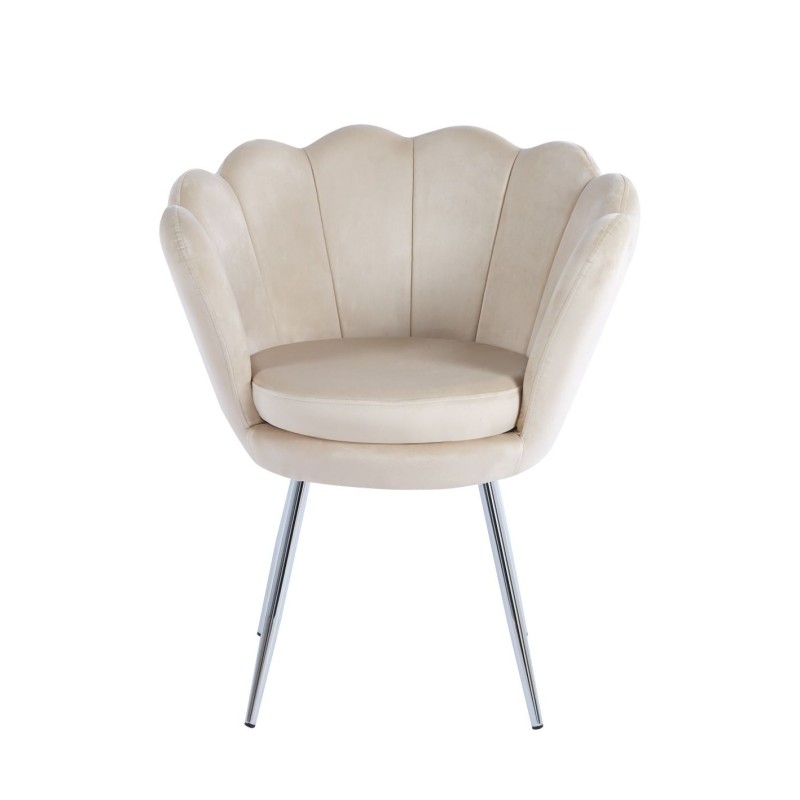 Velvet armchair (beige) /silver legs/