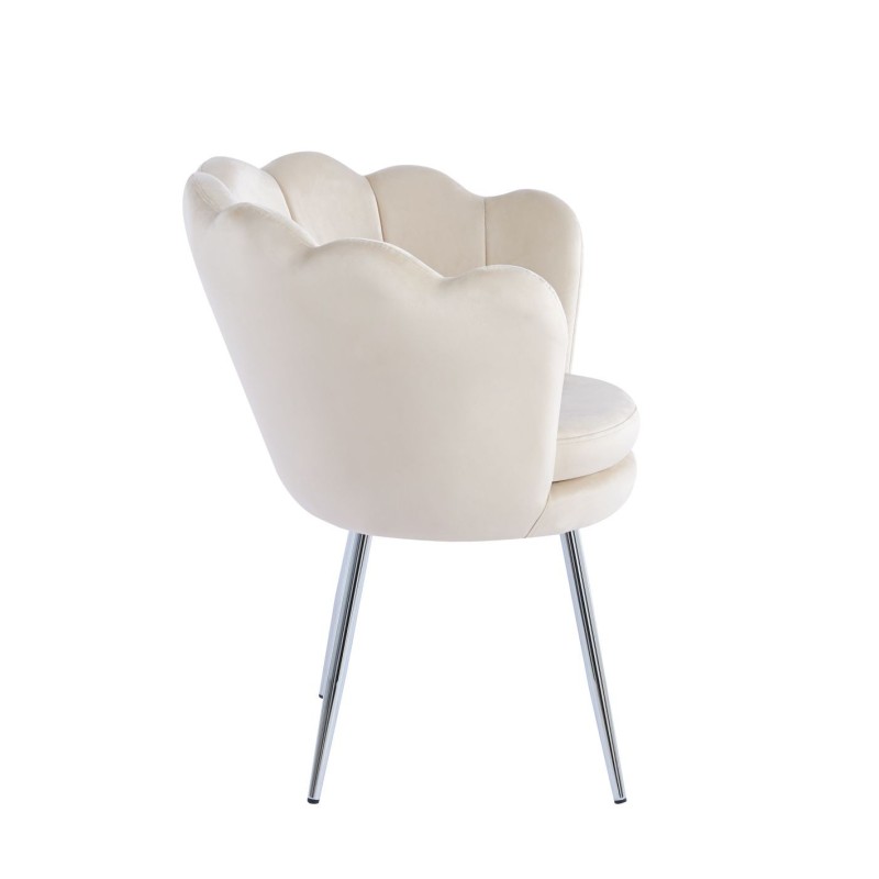 Sillón de terciopelo (beige) / patas plateadas /