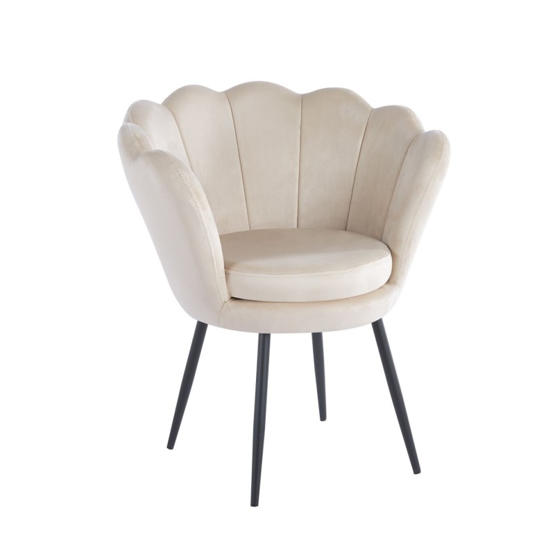 Velvet armchair (beige) /black legs/
