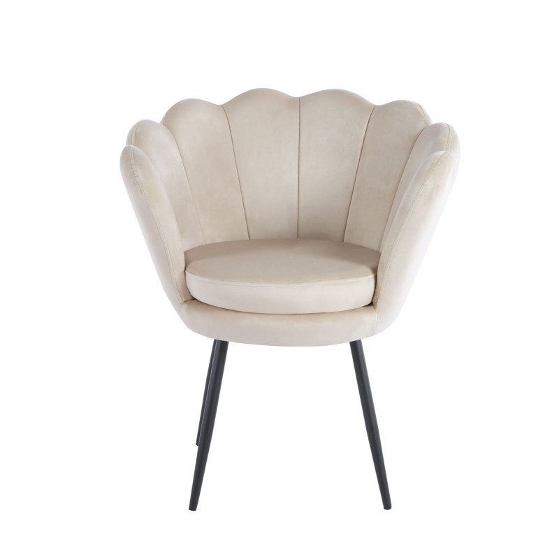 Sillón de terciopelo (beige) / patas negras /